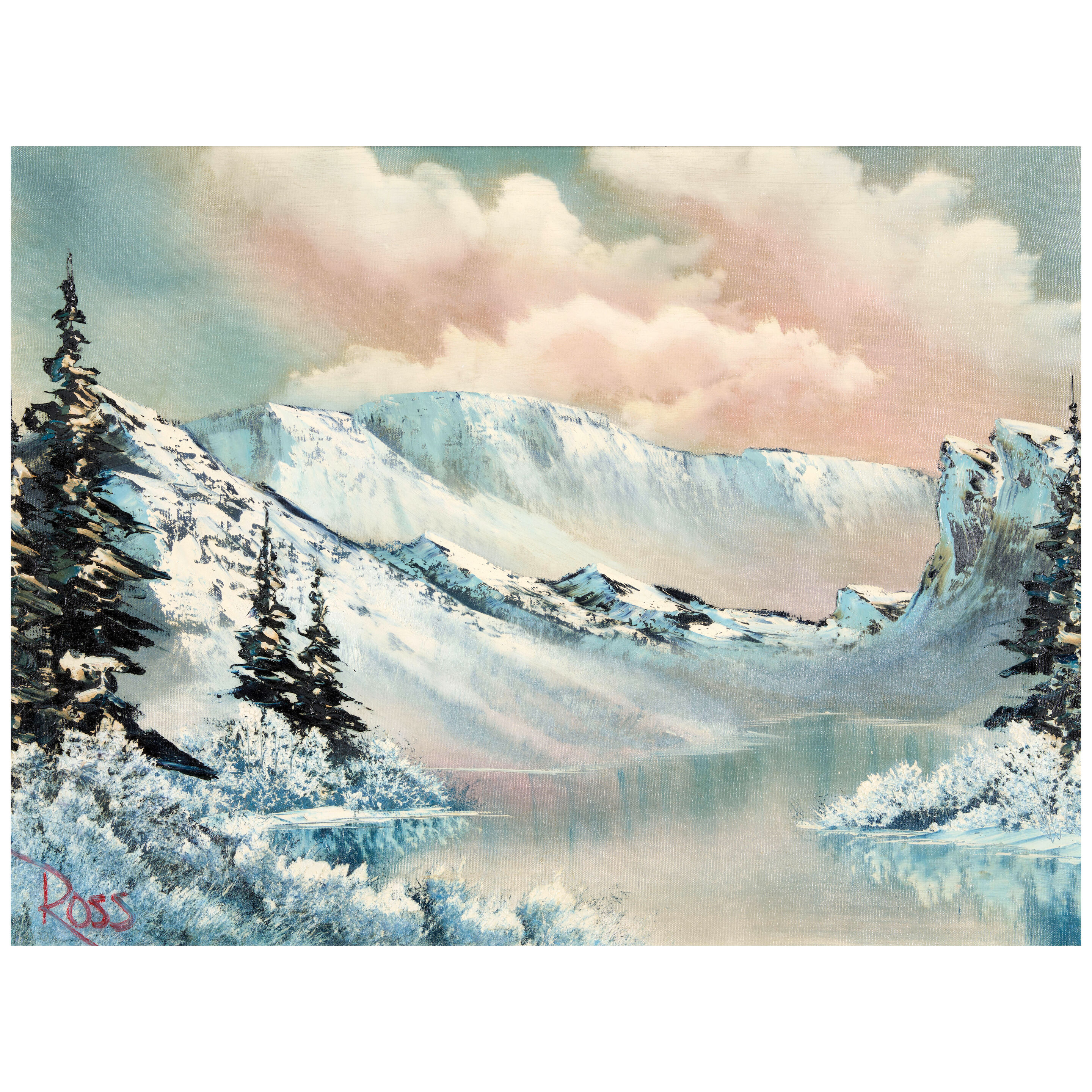 Untited (A Mountain Lake Under Pink Skies) 18 x 24 in. (45.7 x 61.0 cm.)