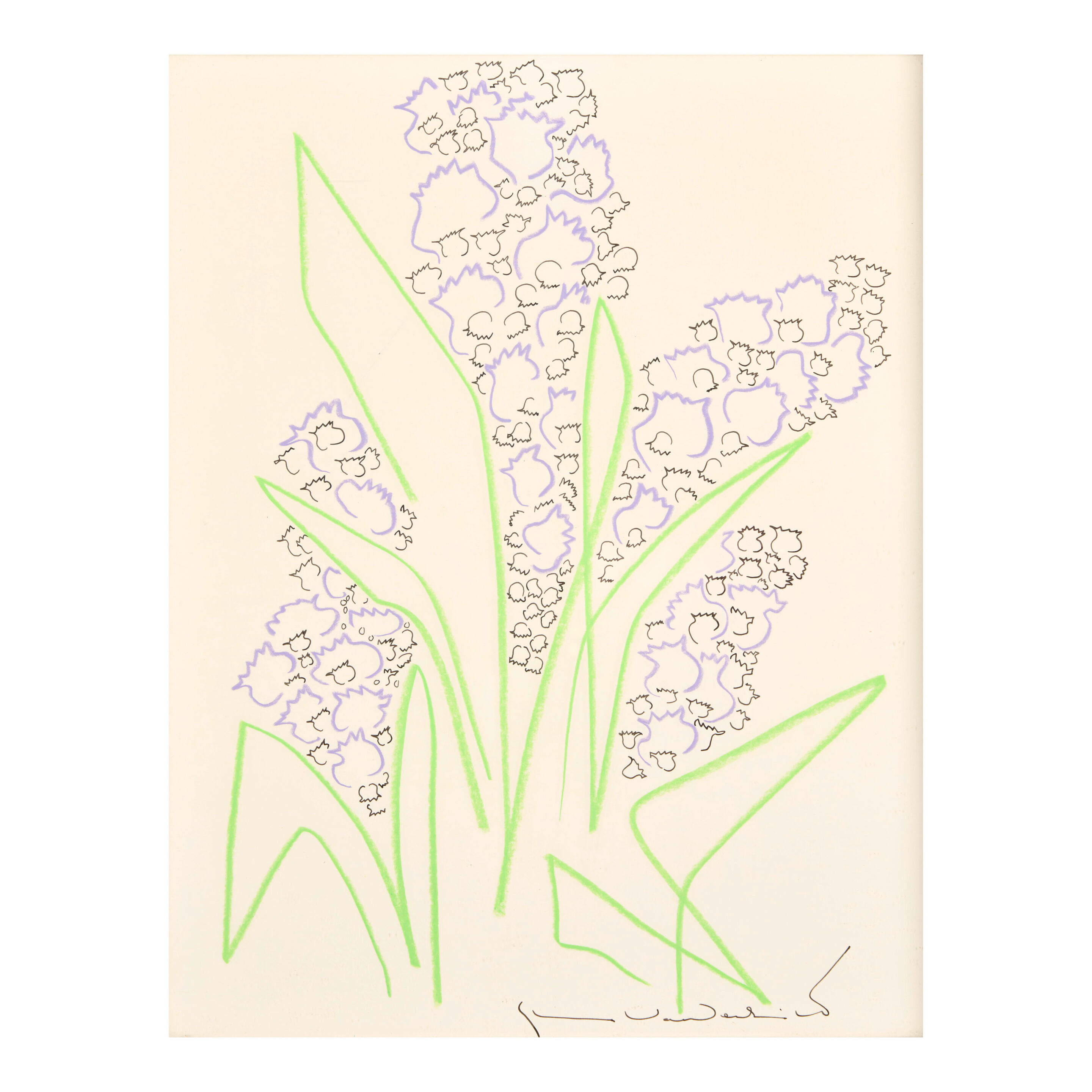 Lavender Hyacinths sight 13 1/4 x 10 1/2 in. (33.7 x 26.7 cm.)