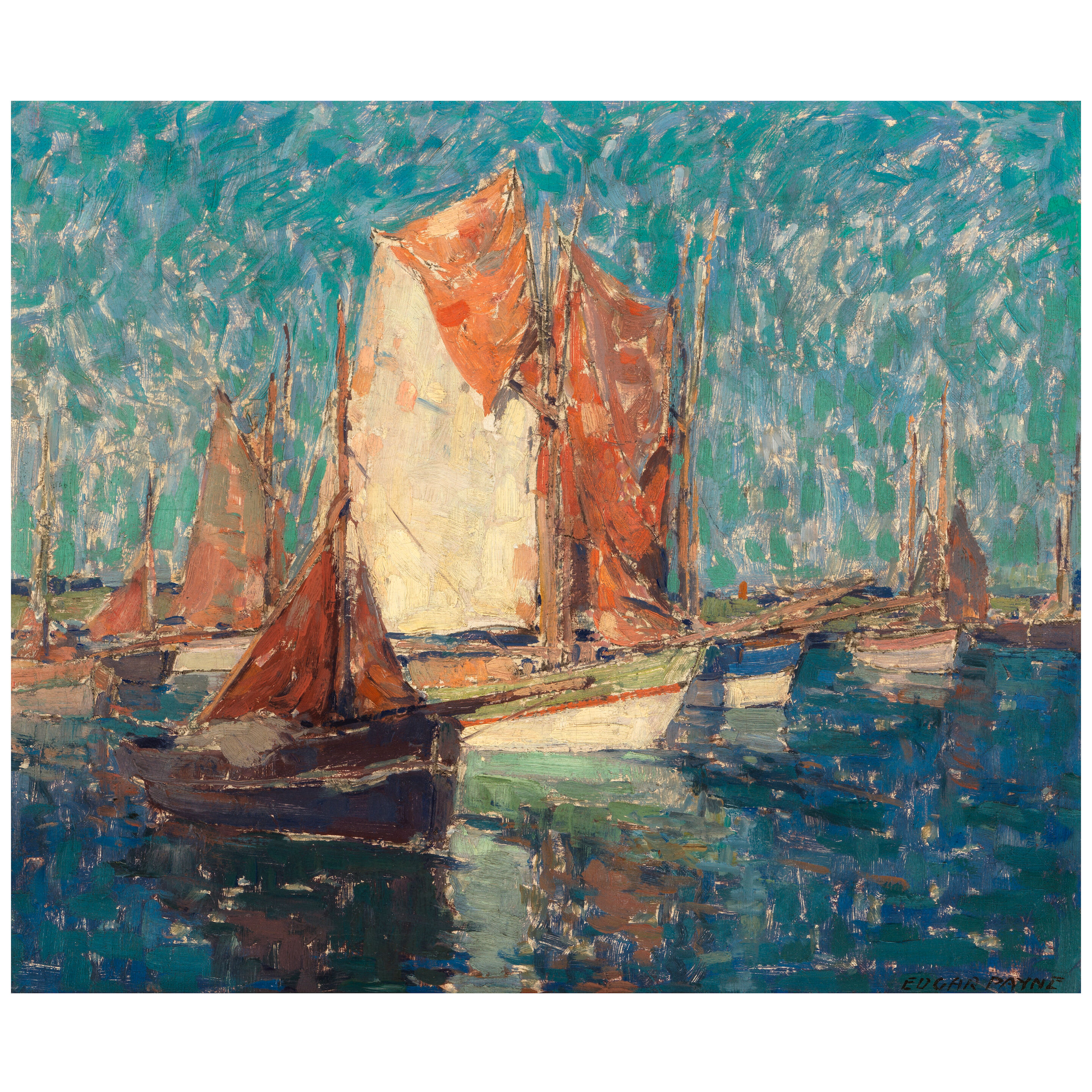 EDGAR PAYNE, Chioggia Boats (Mediterranean Skies) 20 1/4 x 24 1/4 in.
