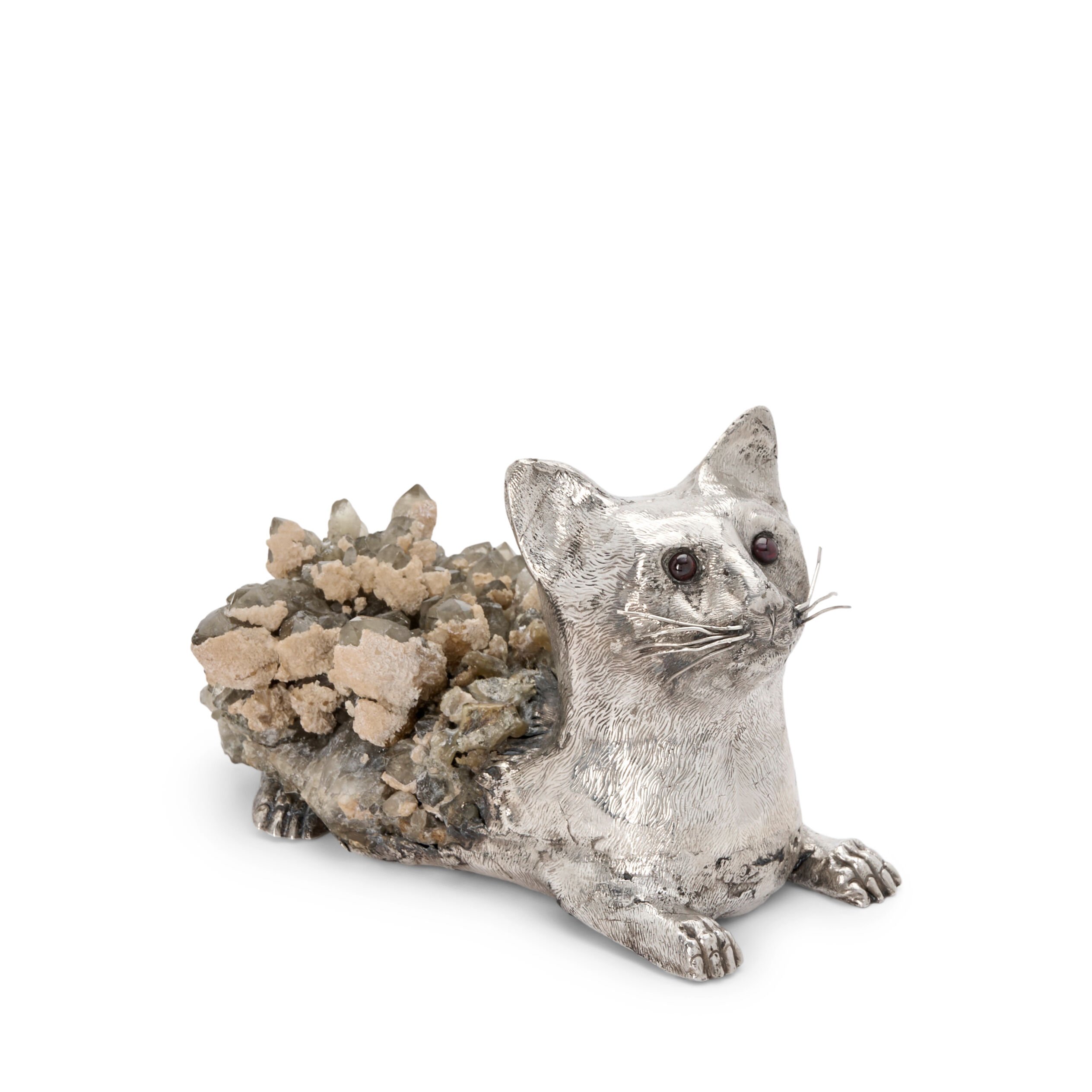 A Silver and Quartz Cat Porto, circa 1980s