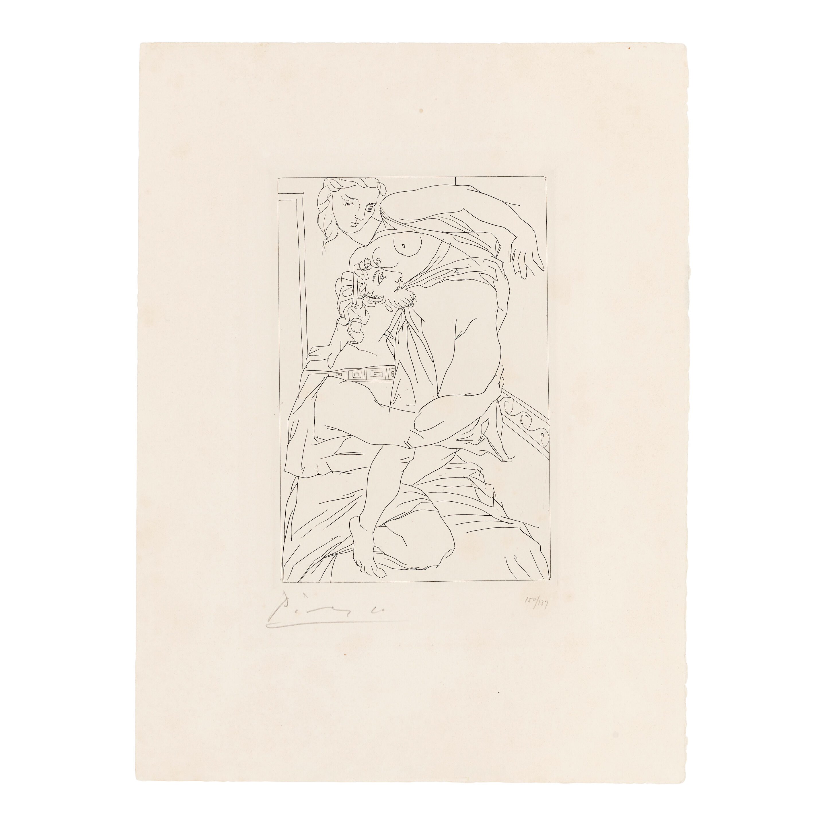 Pablo Picasso (1881-1973) Cinésias et Myrrhine (Cinesias and Myrrhine), pl. 3, from Lysistrata