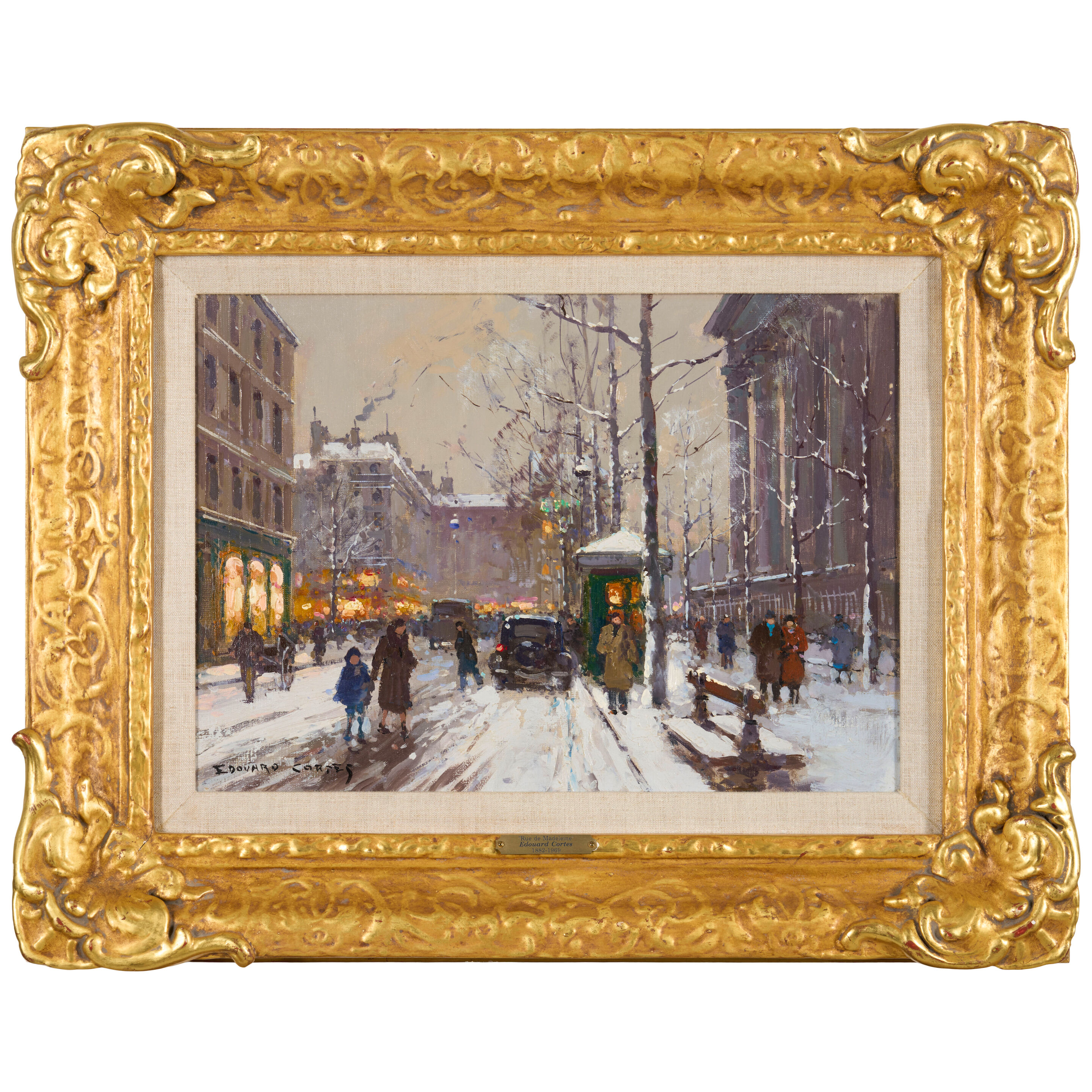 Edouard Léon Cortès (French, 1882-1969) Place de la Madeleine Sous la Neige