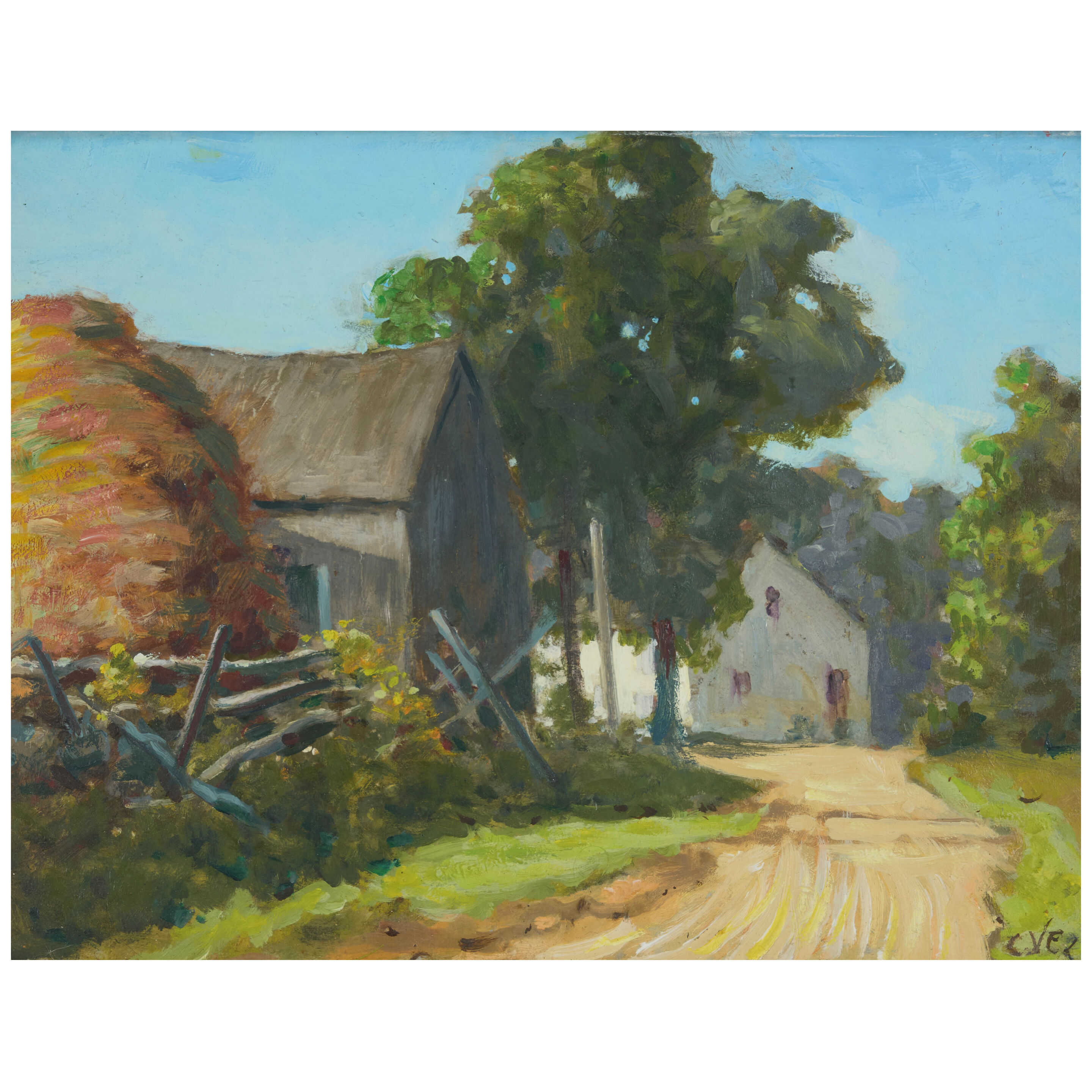 Road to Cottage (Lyme, Connecticut) 12 x 16 in. (30.7 x 40.8 cm.)