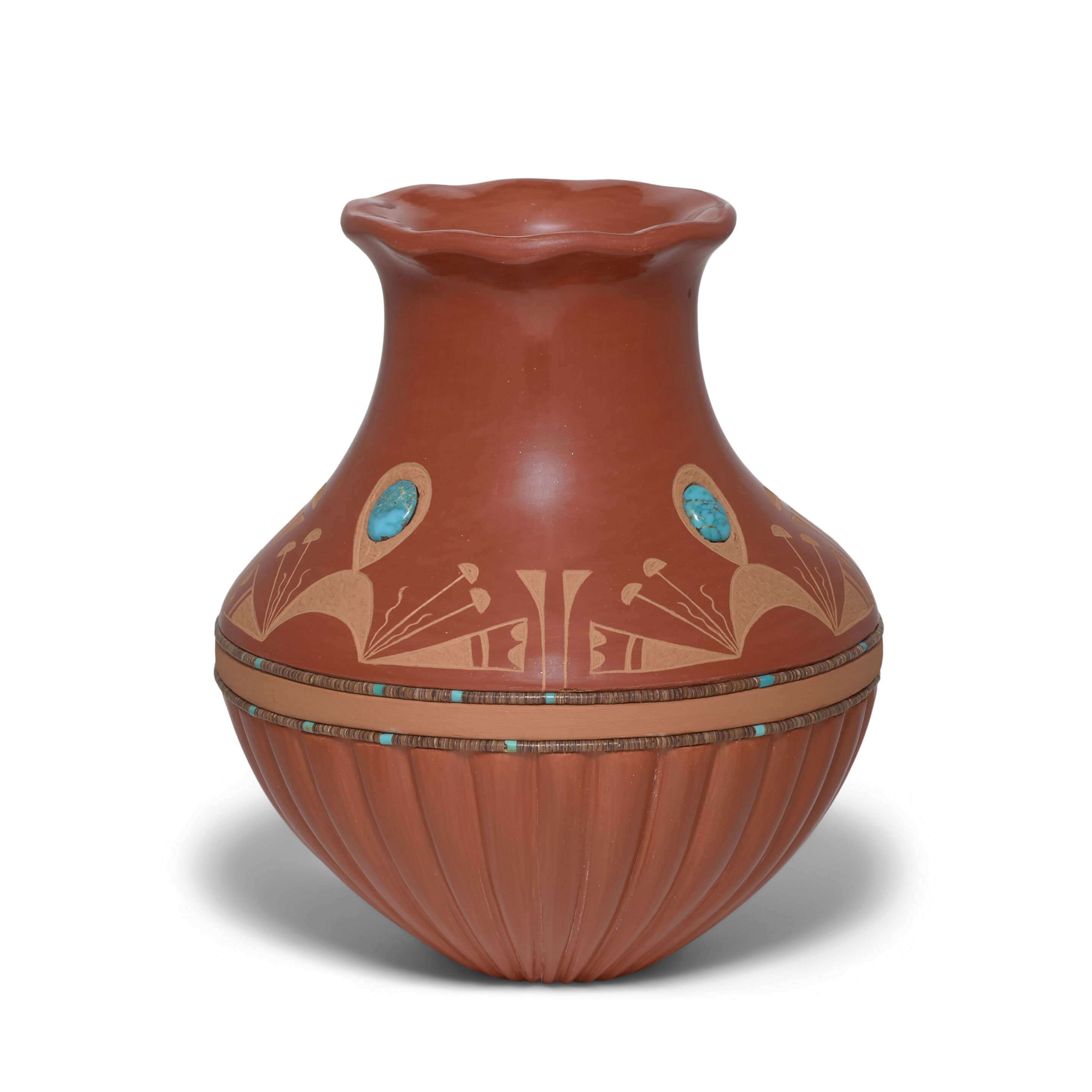 A Russell Sanchez petite sgraffito redware vase