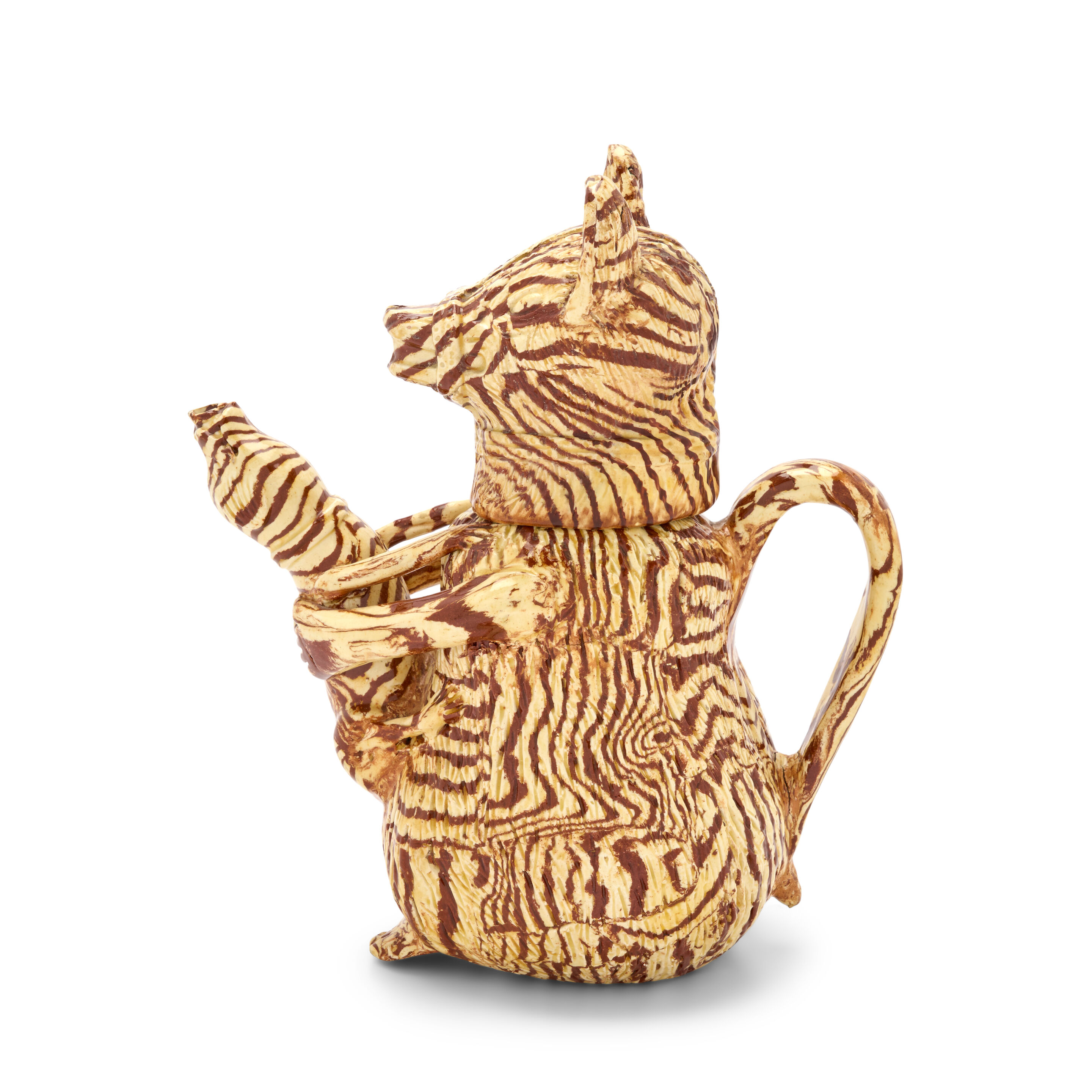 An Unusual Staffordshire Solid Agate Bear Jug and Cover, Second Half 18th century