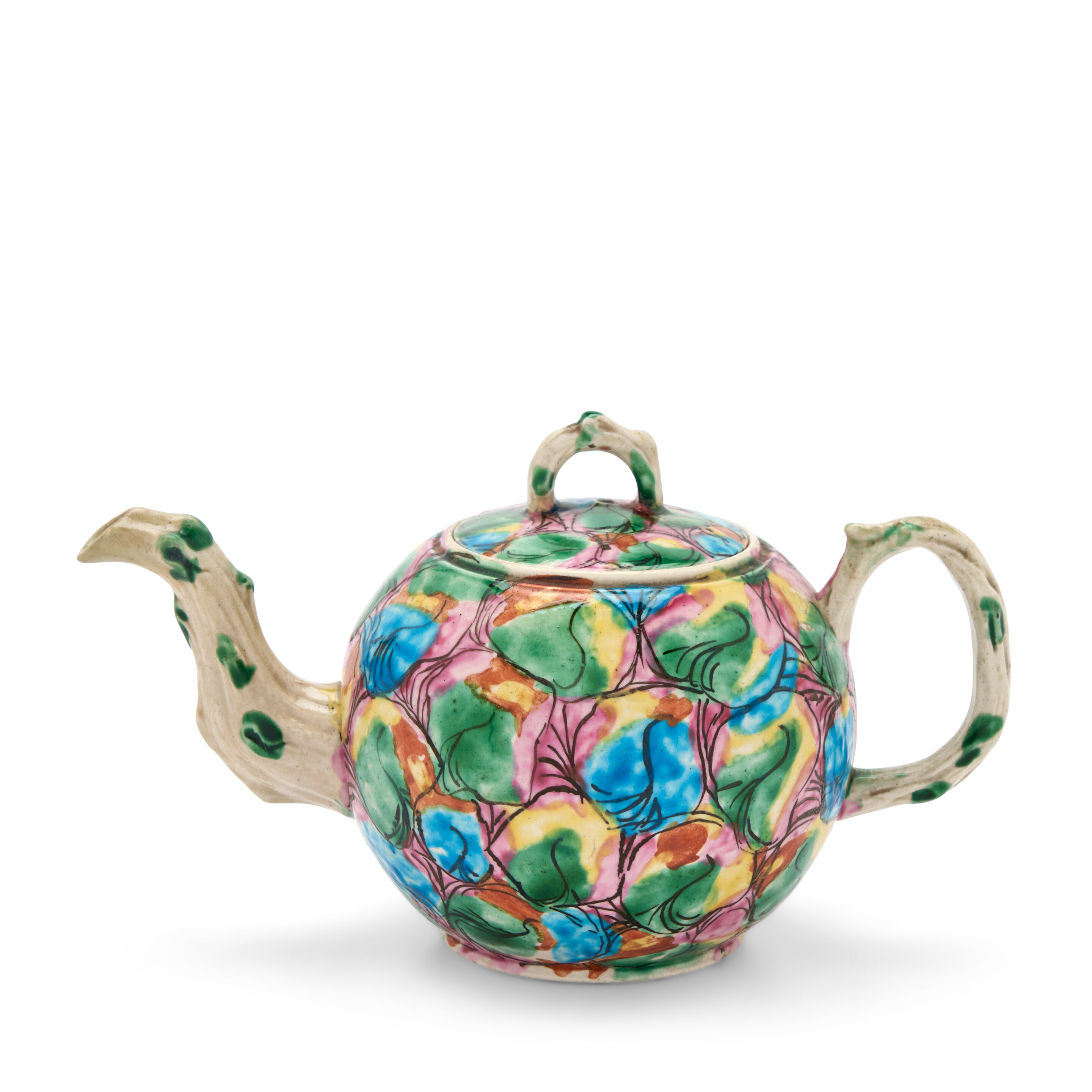 A Staffordshire Salt-glazed Stoneware Teapot and Cover, Circa 1760