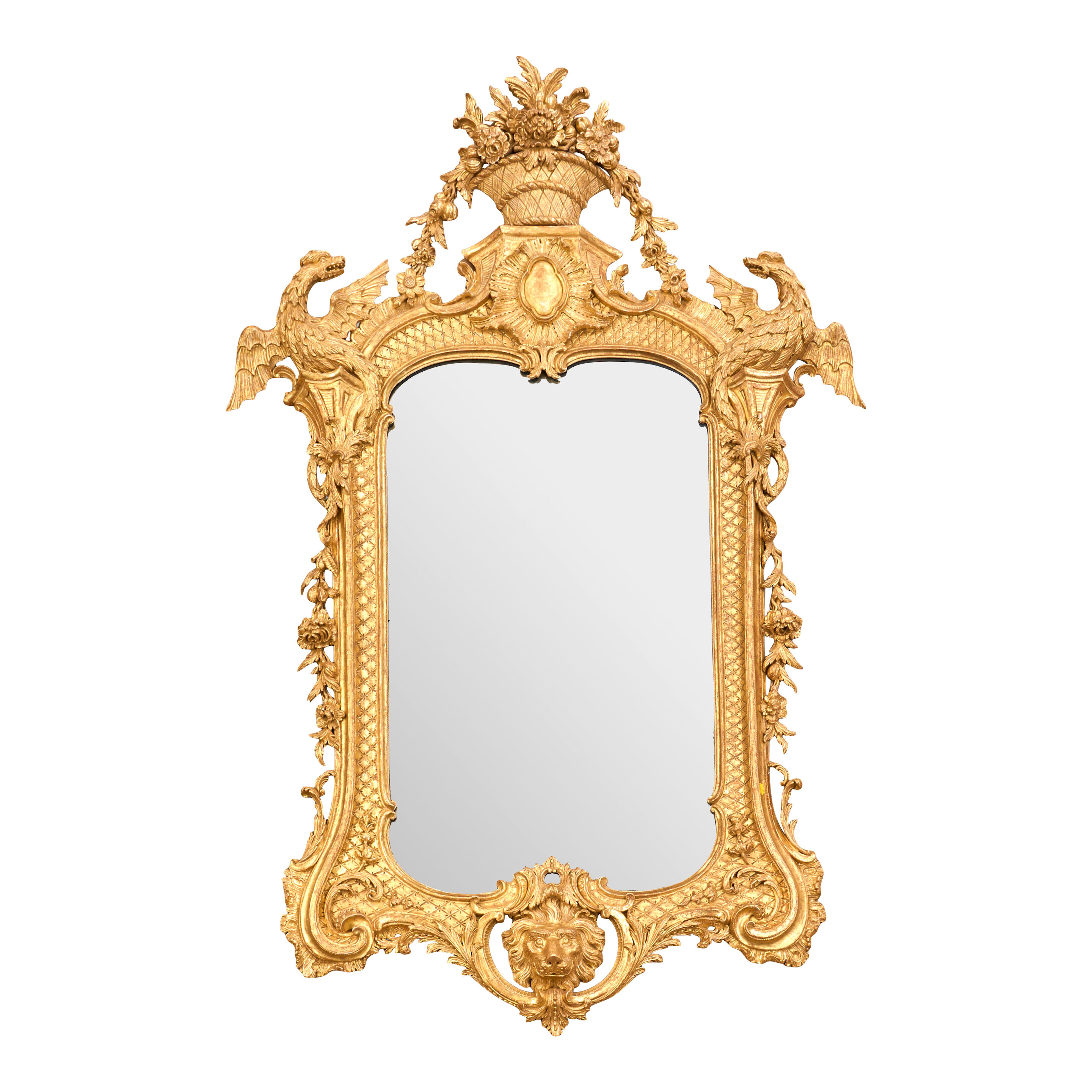 A Carved Giltwood and Cut Gesso Mirror England, 19th century, in George III style