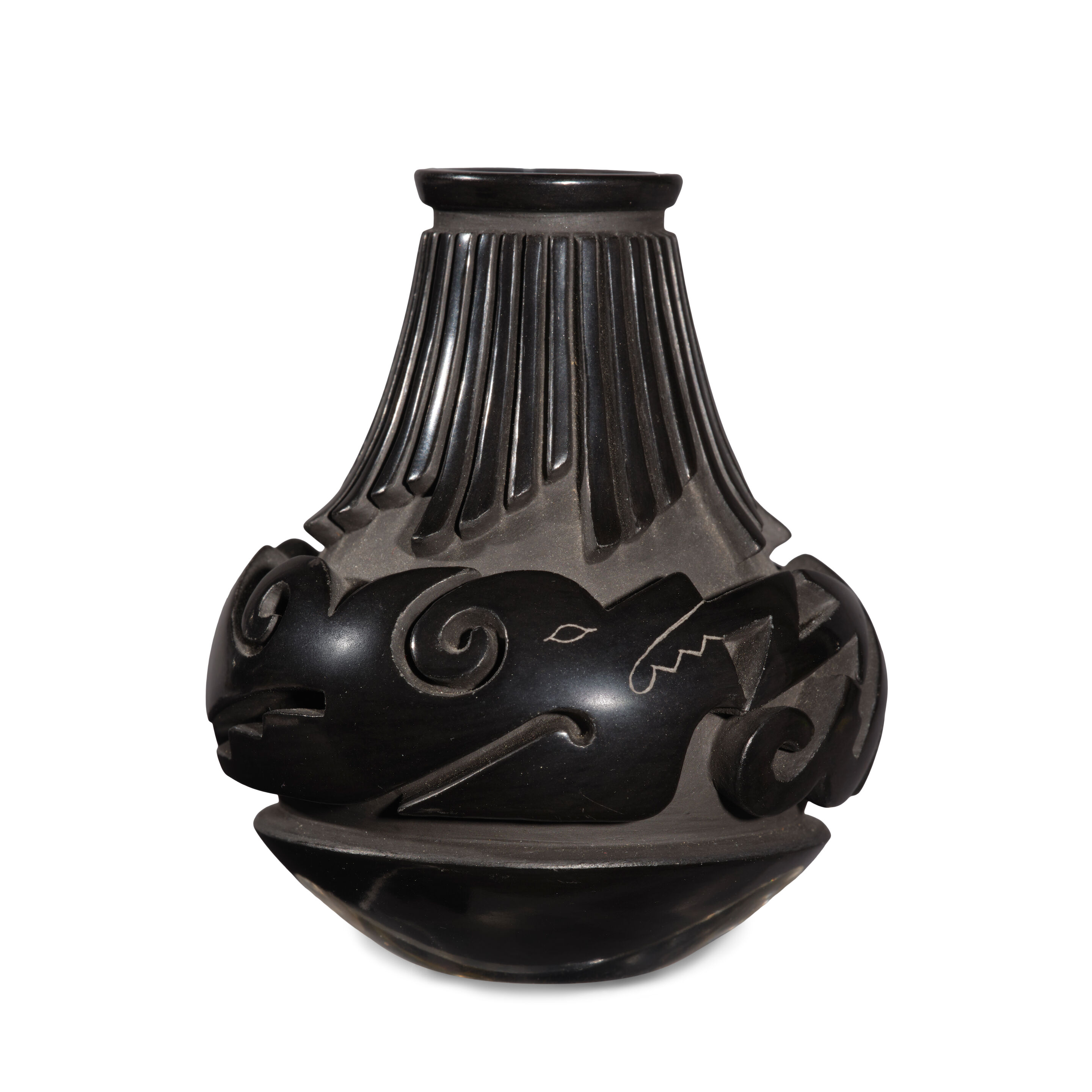 A Nancy Youngblood carved blackware miniature vase
