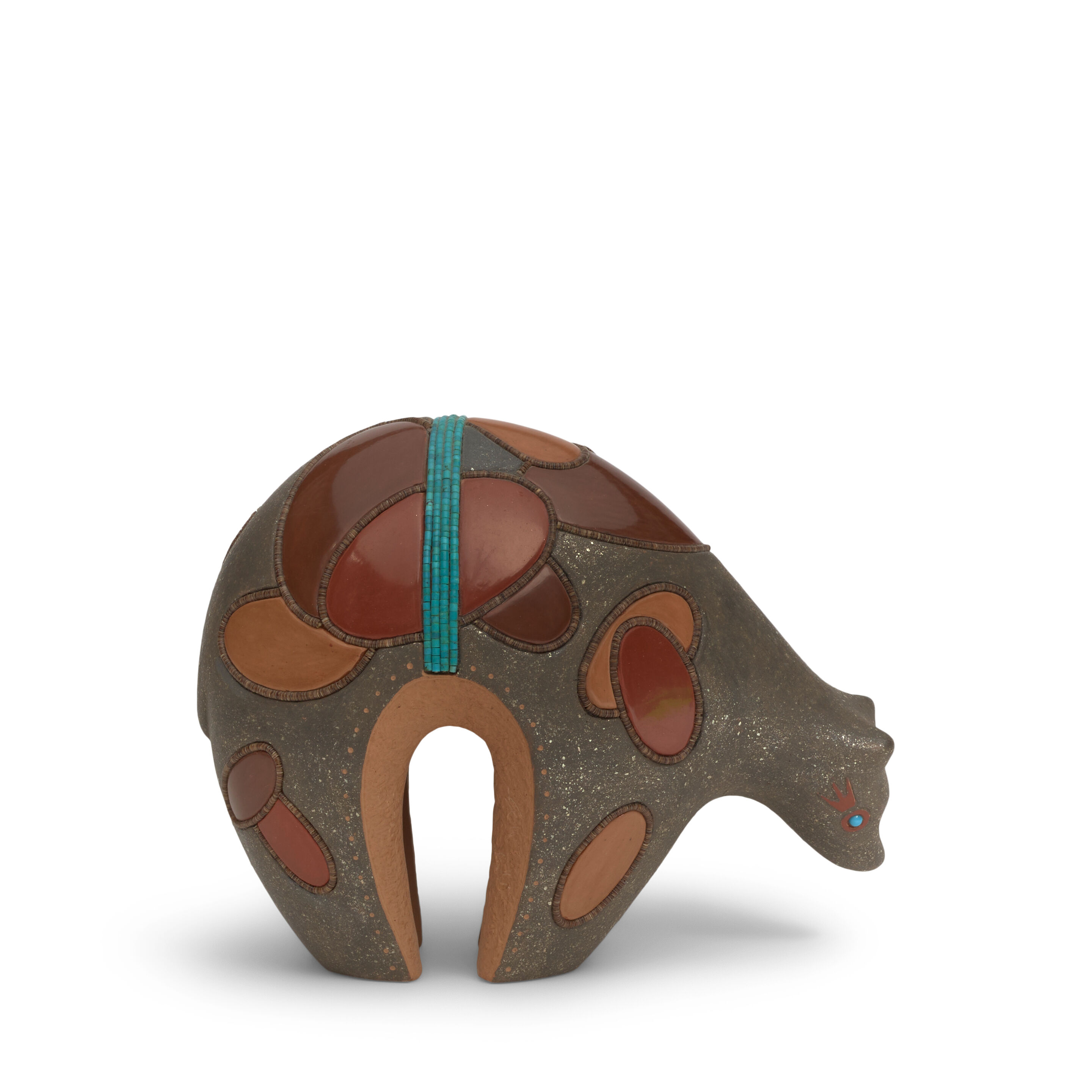 A Russell Sanchez polychrome pottery bear effigy