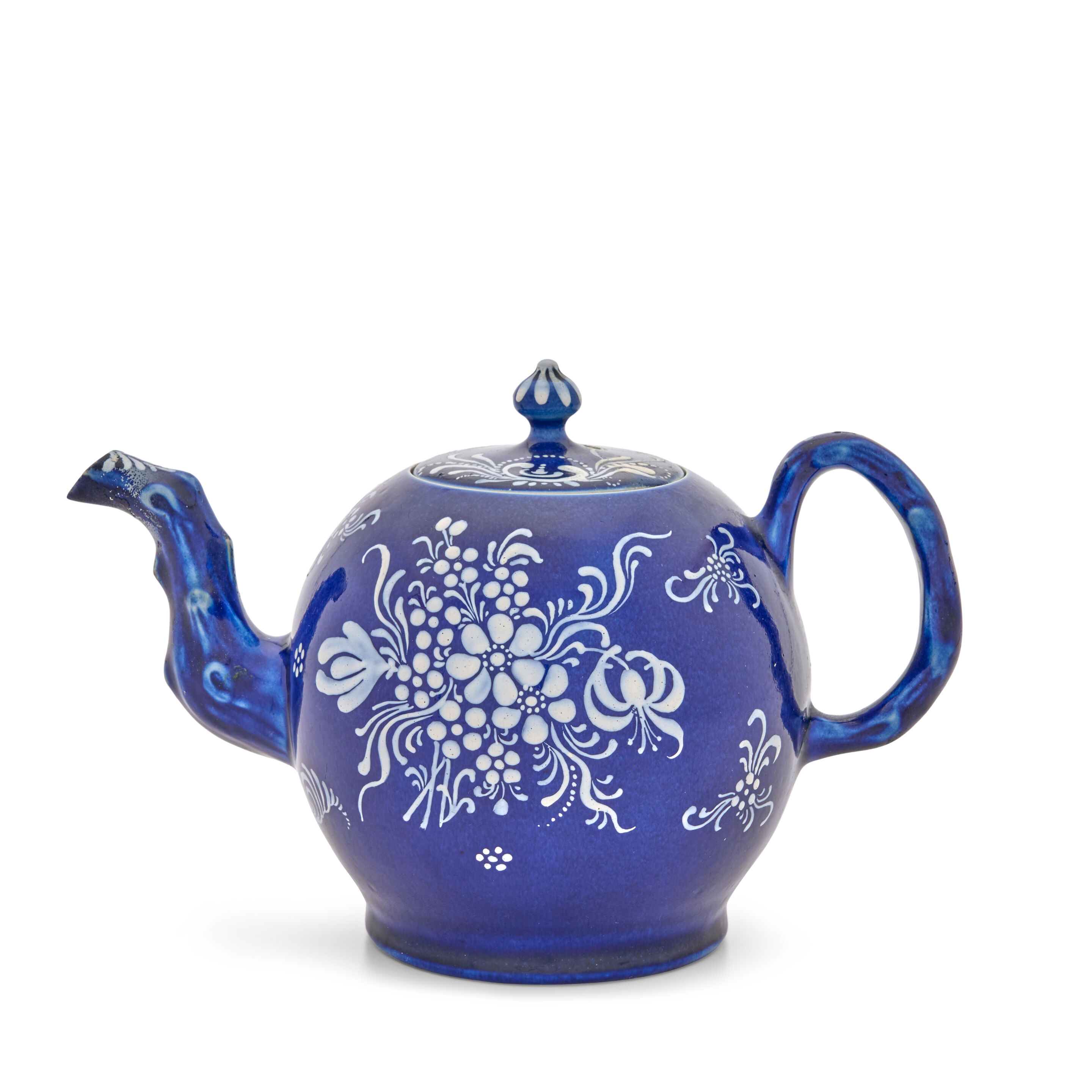 A Staffordshire Salt-glazed Stoneware 'Littler's Blue' Teapot and Cover, Circa 1760