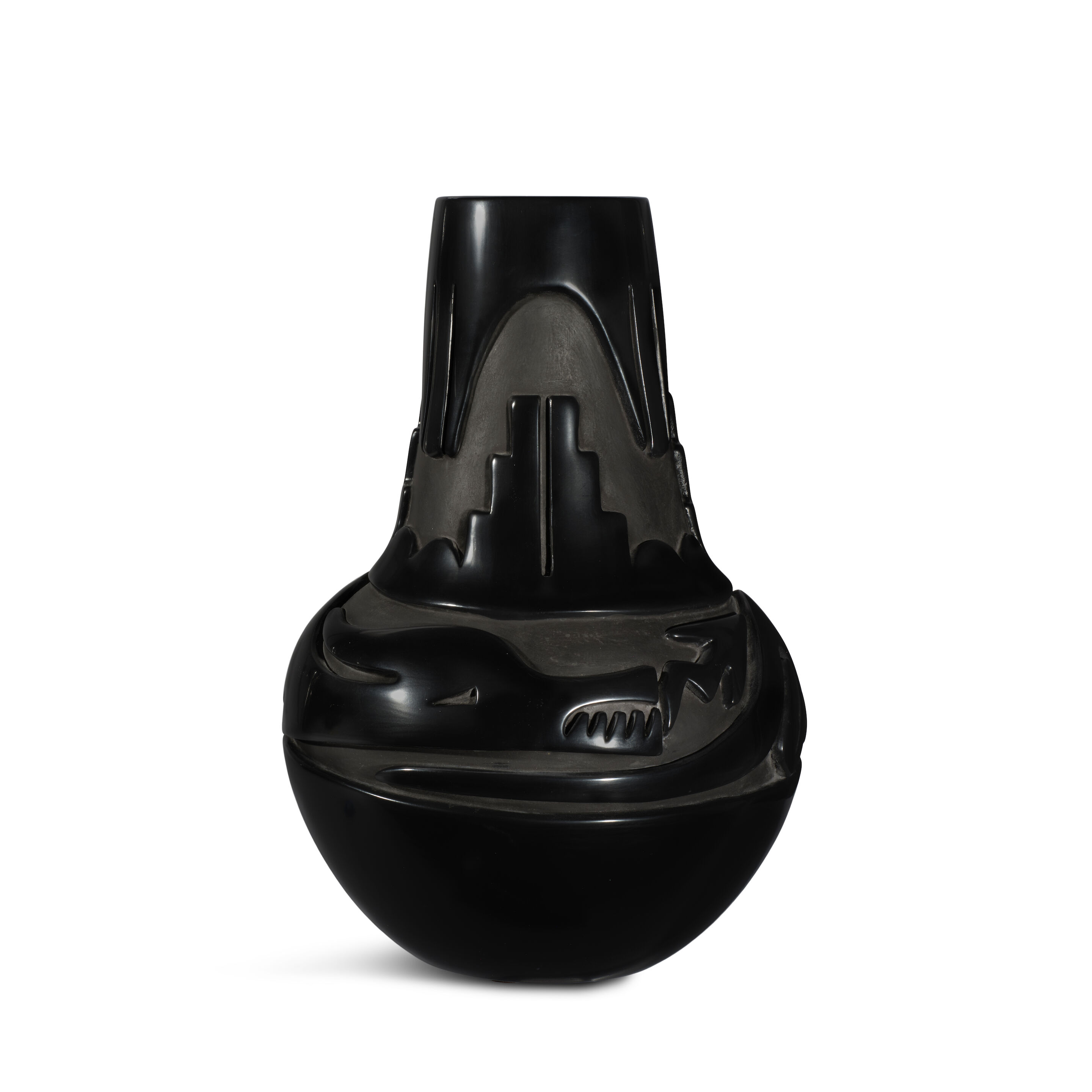 A Teresita Naranjo carved blackware vase