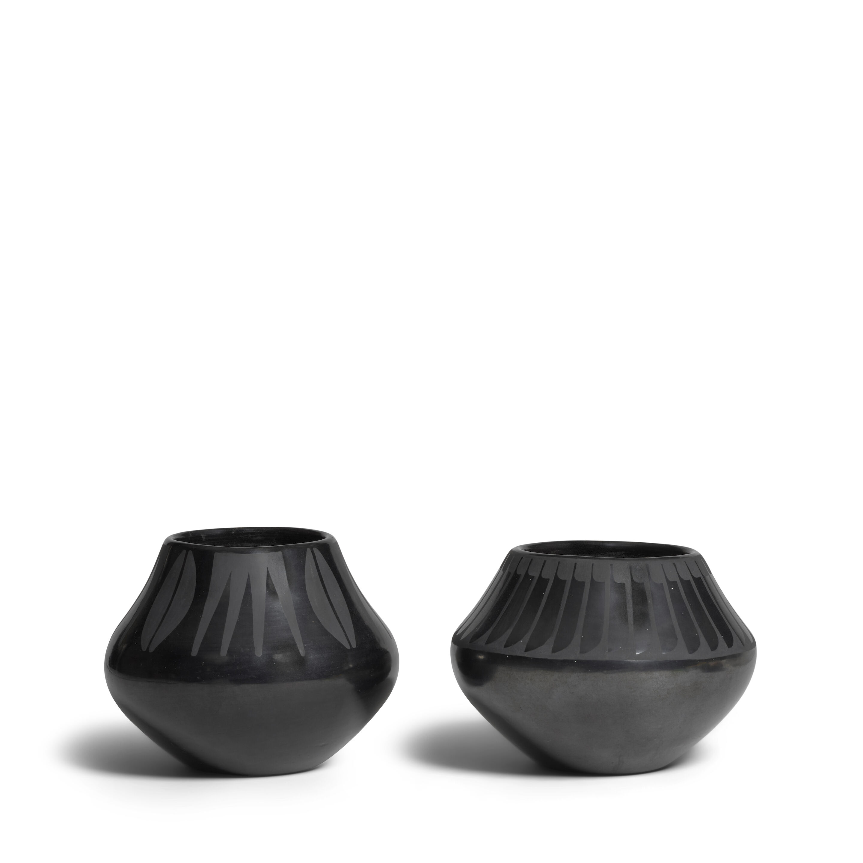 Two Maria Martinez blackware jars