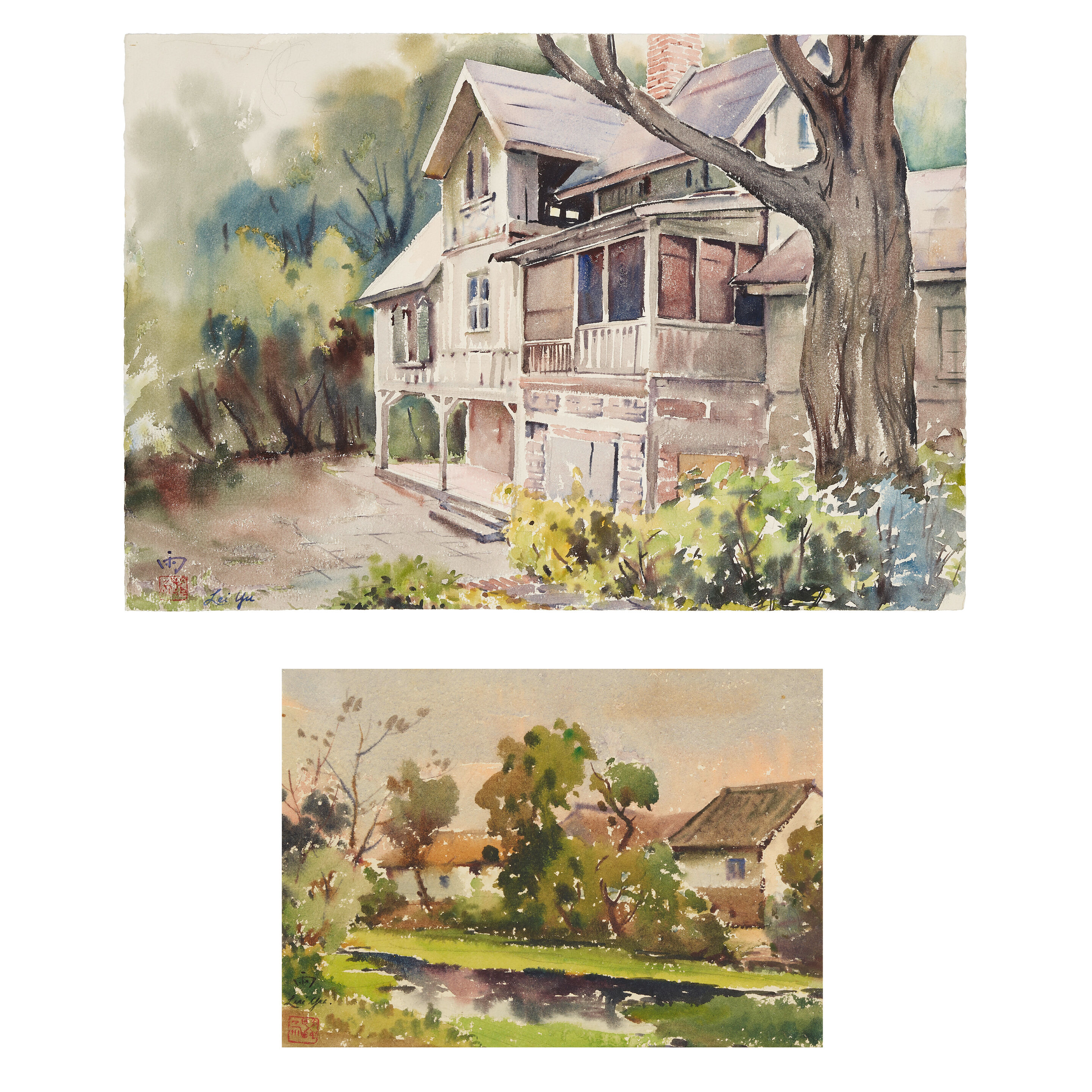 Two Paintings of Country Houses