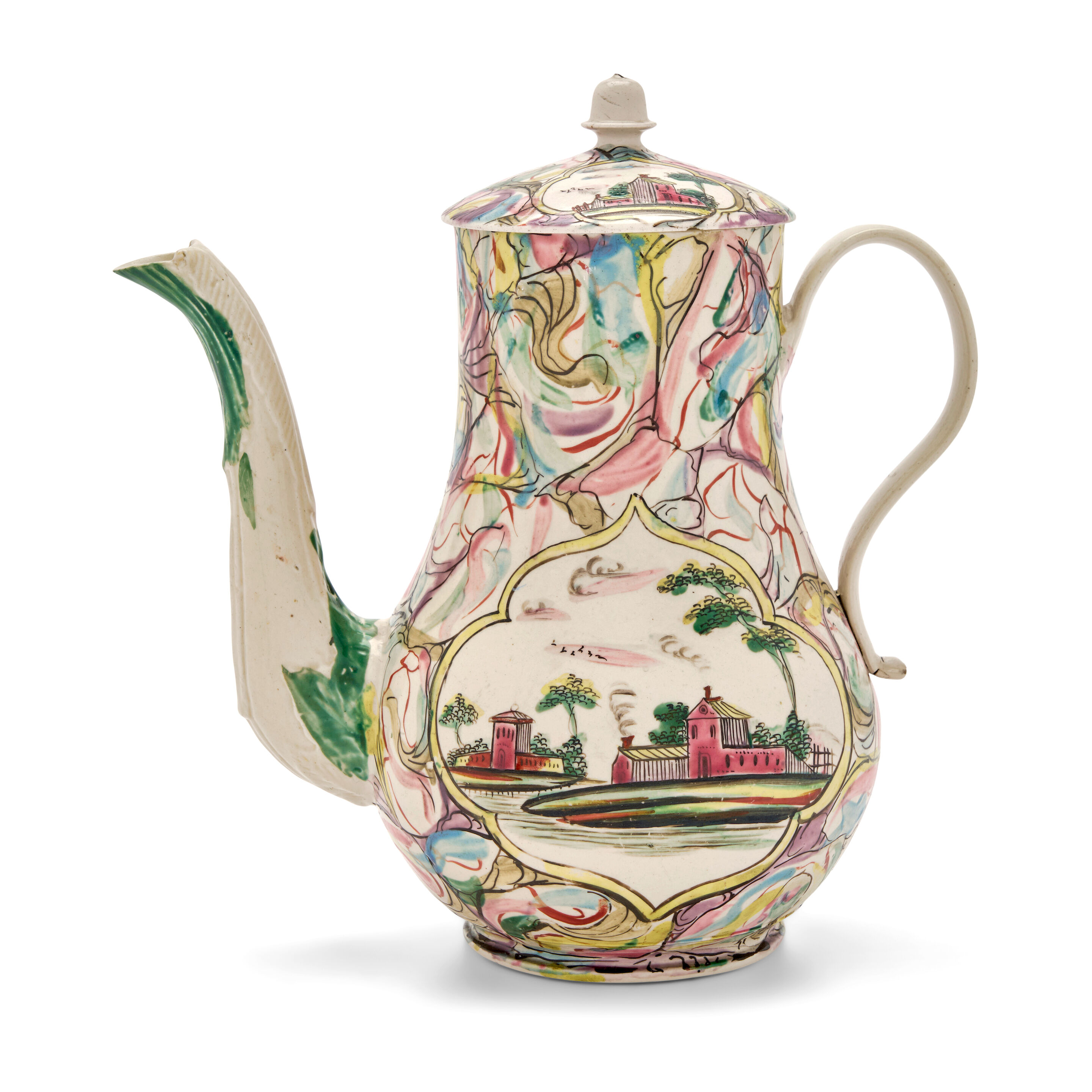 An Important Staffordshire Salt-glazed Stoneware Coffee Pot and Cover, Circa 1755-60