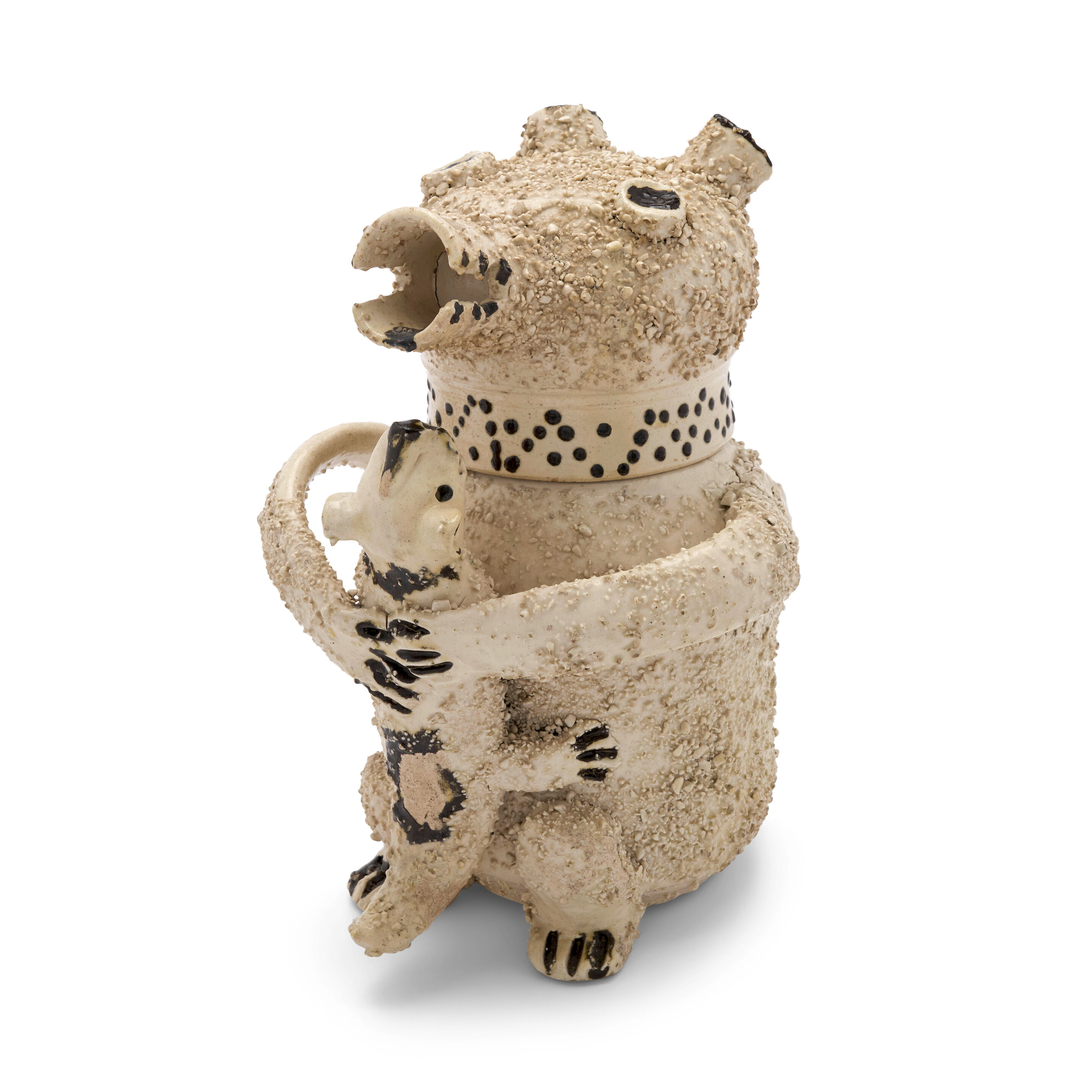 A Staffordshire Salt-glazed Stoneware Bear Jug and Cover, Circa 1730-40
