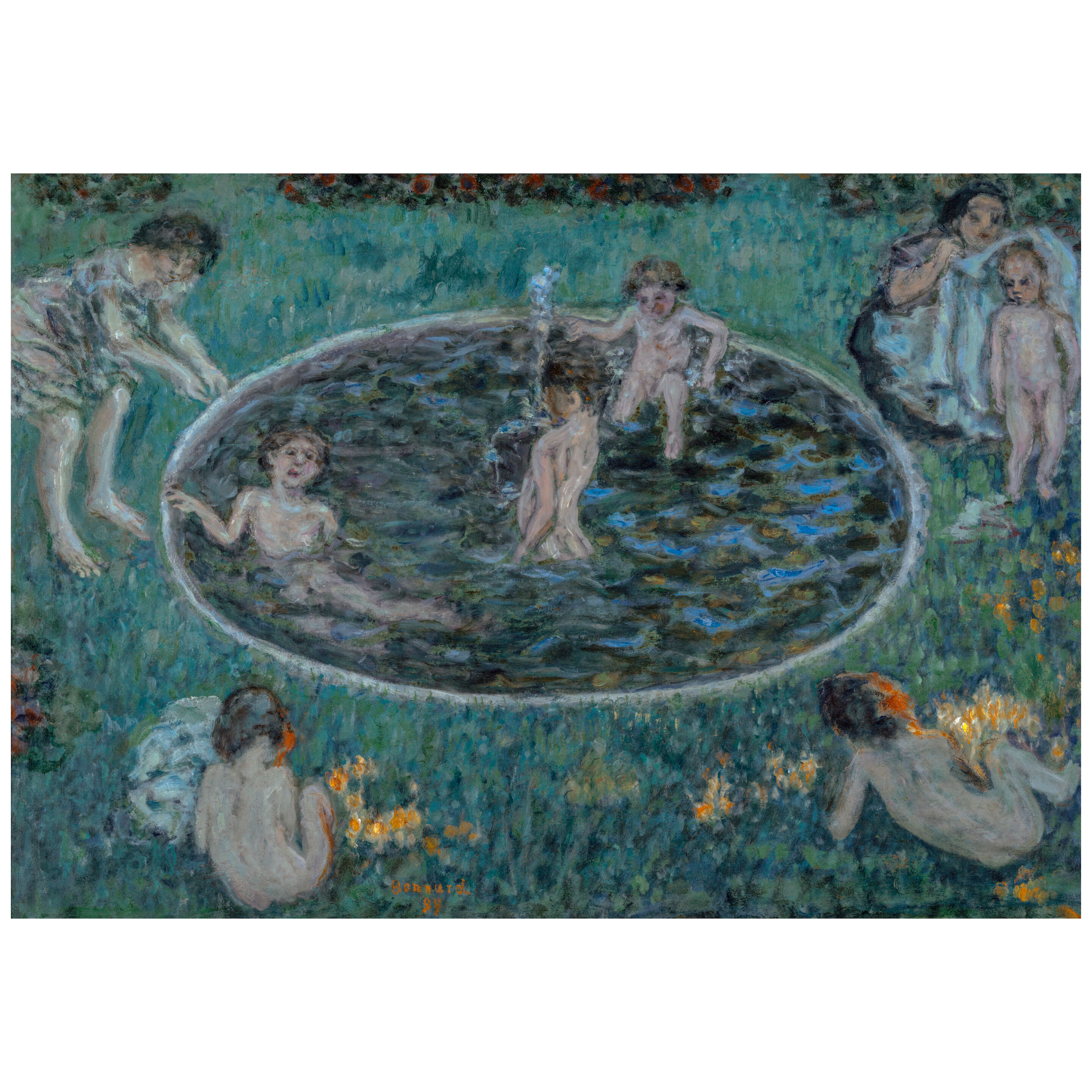 Enfants au bassin (Les enfants Terrasse) 19 11/16 x 28 1/8 in (50 x 71.5 cm)
